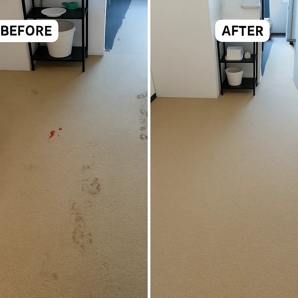Carpet deep clean, before and after